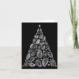 Oester Kerstboom Zeevruchten Schelpdieren Kerst Kaart