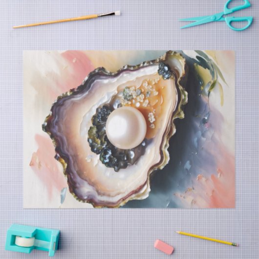Oester met parel schelpdieren tissuepapier (Craft)