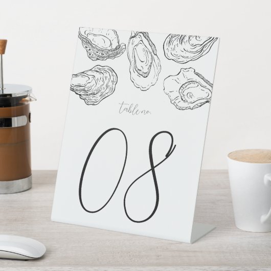 Oester Open Partij en Trouwtafel Nummer Reclamebord Met Voetstuk (Insitu)