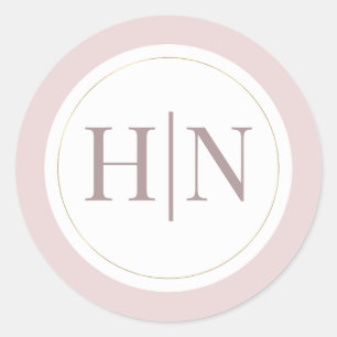 Oester Roze & Goud Moderne Minimalistische Trouwda Ronde Sticker