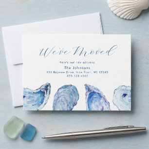 Oesterblauw Aquarel Adreswijzigingskaart RSVP Kaartje