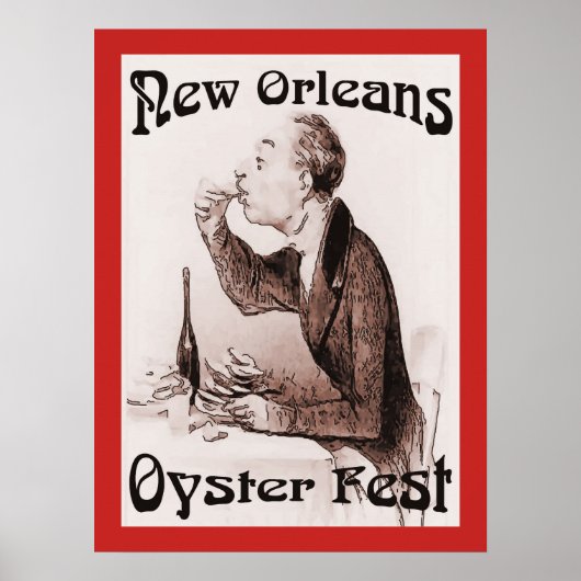 Oesterfestival, in het rood. New Orleans Poster