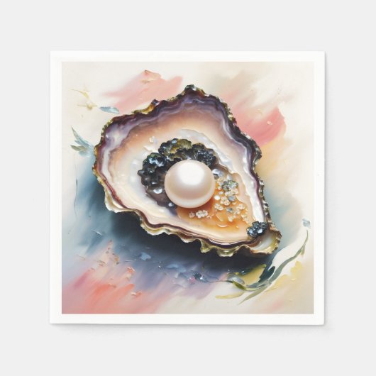 Oesterparel schelpdieren kunst servet (Voorkant)