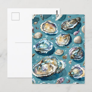 Oesters Clams zeeschelpen patroon Briefkaart
