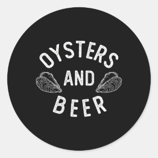 Oesters en bier ronde sticker