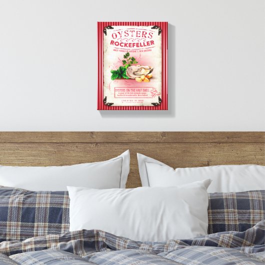 Oesters Rockefeller op de Halve Shell Canvas Afdruk (Insitu (Slaapkamer))