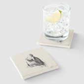 Oesters van oud Man Stenen Onderzetter (Zijkant)