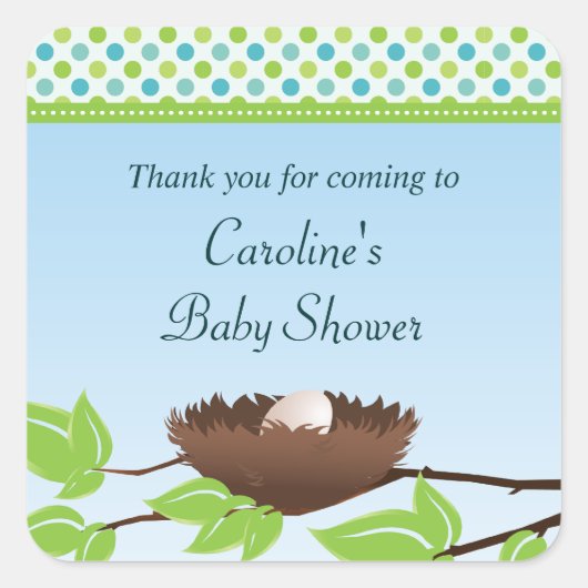 Oeuf dans les oiseaux Nid Baby shower Sticker Merc (Devant)