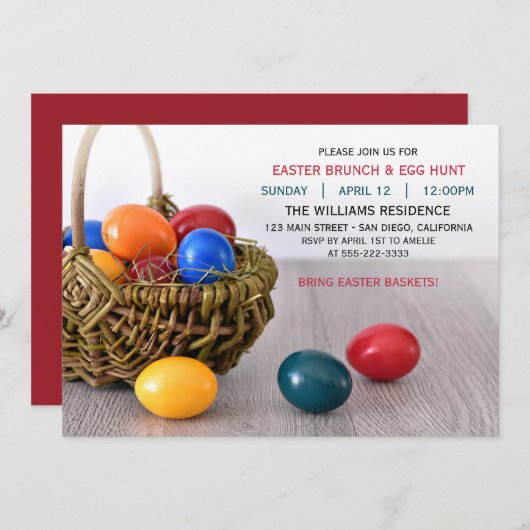 OEuf de Pâques Brunch Dîner Invitation (Devant / Derrière)