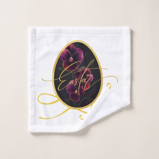 Œuf de Pâques doré et Iris élégant (Gant de toilette)