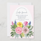 Oeuf de Pâques, Rose, Brunch Floral Invitation (Devant)