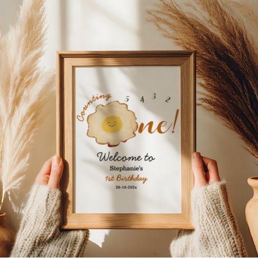 Oeuf frit 1er Affiche de bienvenue d'anniversaire