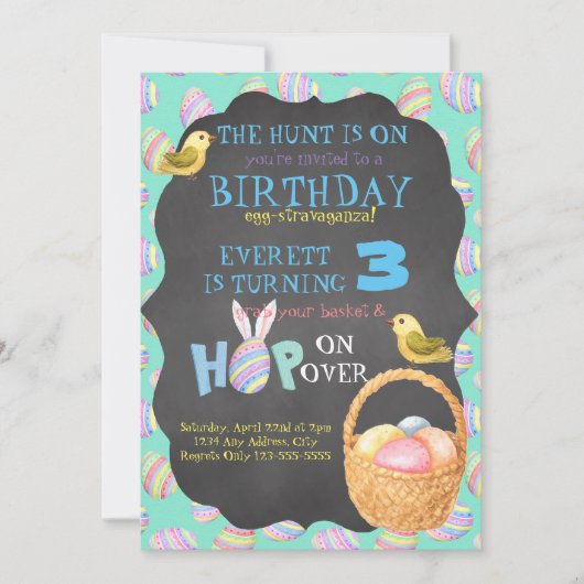 Oeuf-Stravaganza Invitation d'anniversaire (Devant)