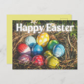 Oeufs colorés Bonne Carte postale de Pâques (Devant / Derrière)