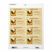 Oeufs de ferme de coq Étiquette personnalisé (Feuille entière)