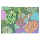 Oeufs de lapin de Pâques sur Blue Green Grand sac  (Dos)