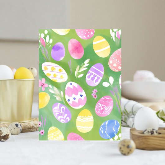 Oeufs de Pâques | Carte Pretty Pastel Watercolor