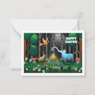 OEufs de Pâques dans la carte de billet Woods