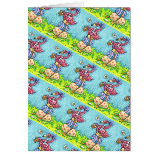 OEUFS DE PÂQUES, FLAMANT ROSE ROSE CUIT, CARTE DE  (Devant)