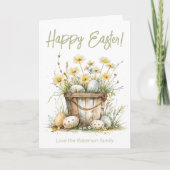 Oeufs de Pâques Fleurs beiges Carte de vacances (Devant)