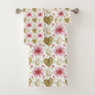 Oeufs de Pâques Fleurs et Coeurs en bois Serviette