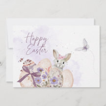 Œufs de Pâques floraux et carte de lapin de Pâques