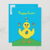 OEufs de Pâques Jonglage Carte postale de poussin (Devant / Derrière)