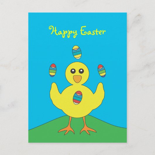 OEufs de Pâques Jonglage Carte postale de poussin (Devant)