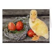 Oeufs de Pâques Nid mignon Aquarelle Jaune Canard (Devant horizontal)