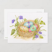 Oeufs de Pâques peints dans la carte postale Nest  (Devant / Derrière)