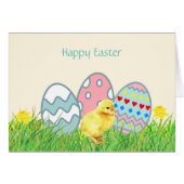 Oeufs de Pâques peints et poulets mignons (Devant horizontal)