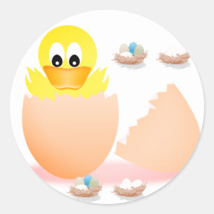OEufs de Pâques, poulet jaune, autocollant rond cl