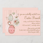 OEufs de Pâques rose Brunch de Pâques Invitation (Devant / Derrière)