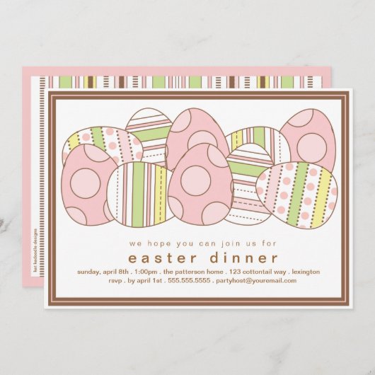 Oeufs décorés de façon moderne Invitation à dîner  (Devant / Derrière)