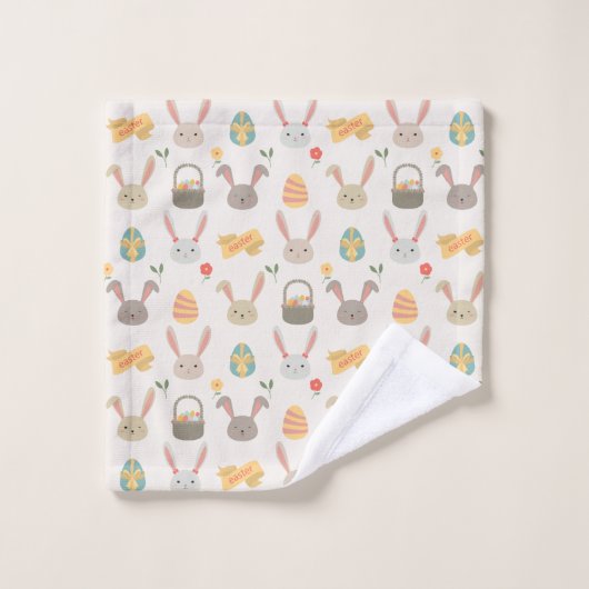 Oeufs et ensemble simples de serviette de Pâques | (Gant de toilette)