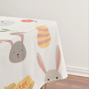 Oeufs et nappe simples de Pâques de lapins