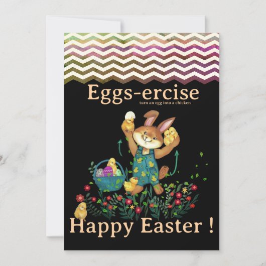 Oeufs-exercice Lapin et poulets Carte de vacances (Devant)