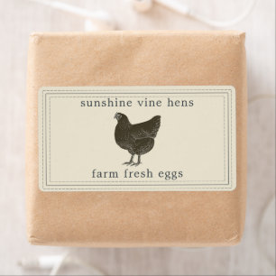 Oeufs frais de ferme Vintage Hen Oeufs Étiquette d