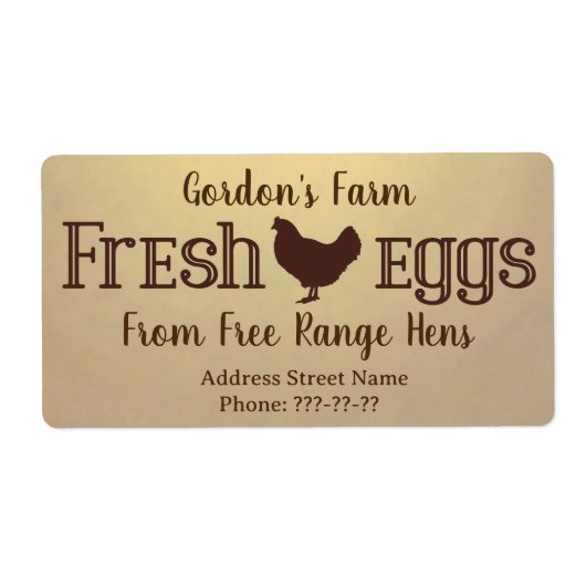 Oeufs frais de Free Range Poules Étiquette (Devant)