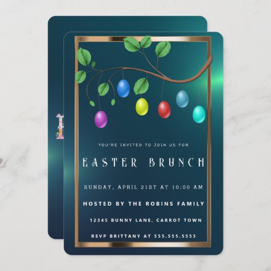 OEufs mignons de cadre or de Pâques Invitation (Devant / Derrière)