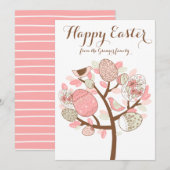 Oeufs roses de Pâques | Bonne carte à plat de Pâqu (Devant / Derrière)