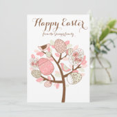 Oeufs roses de Pâques | Bonne carte à plat de Pâqu (Debout devant)