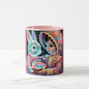 Oeufs vintages de FILLES Lapin ~ Mug