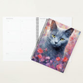 OEuvre d'aquarelle colorée du chat bleu russe (Devant avec enveloppe)