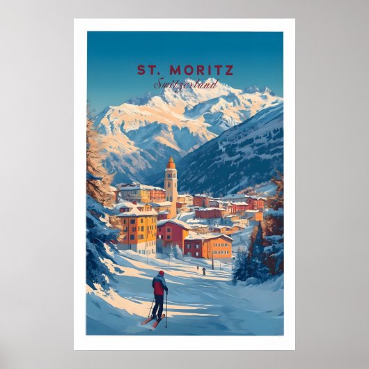 Œuvre d'art de Saint-Moritz Impression de ski 1 (Devant)
