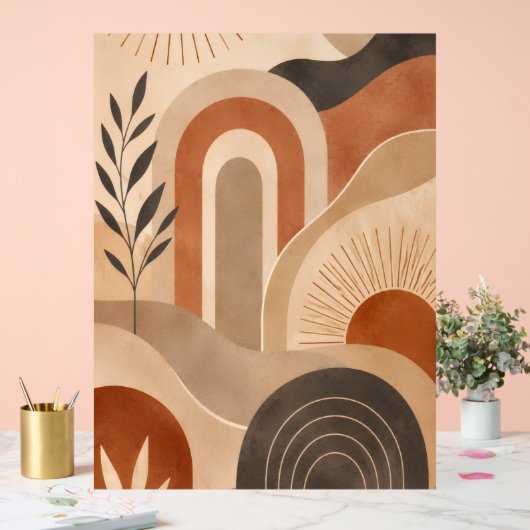 Œuvre d'art murale abstraite de style boho et tons (Mariage)