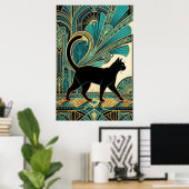 Œuvre d'art murale Art Déco représentant un chat n (Bureau à domicile)