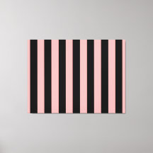 Œuvre d'art murale en toile rayée noir et rose cor