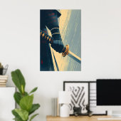 Œuvre d'art murale épée de samouraï style affiche  (Bureau à domicile)