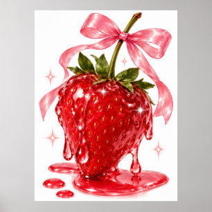 Œuvre d'art murale fraise Affiche de fruit coque